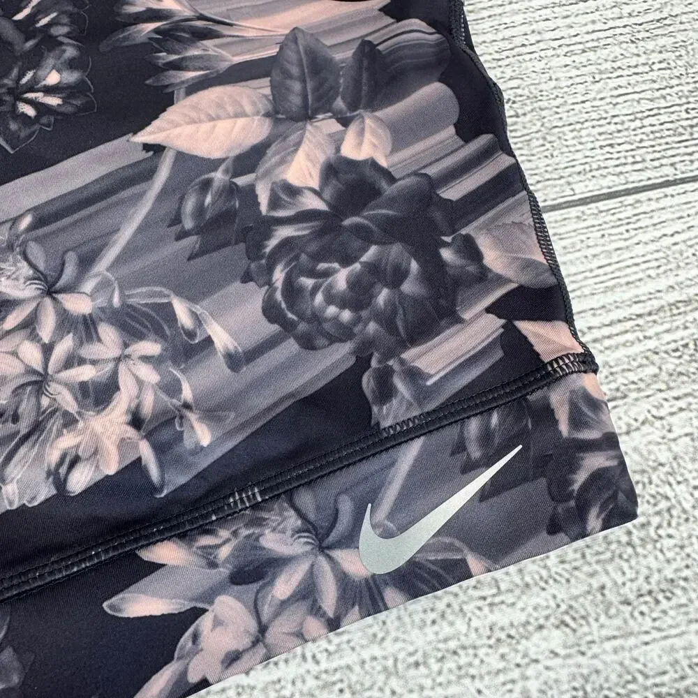 Nike Women's Dri-Fit Gray & Pink Floral Cropped Workout Tank Size Medium
